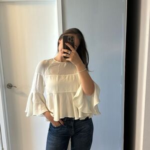 Alexis Albania Top Blouse Size Small White